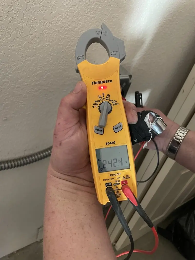 Voltage testing with clamp meter during Generator Installation in Vandergrift